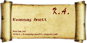 Kvassay Anett névjegykártya