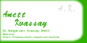 anett kvassay business card